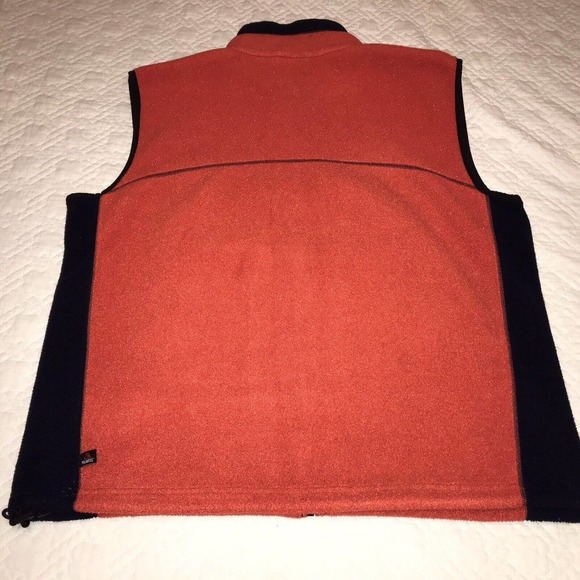 Timberland Weathergear Mens XXL Polartec Fleece Orange Navy Trim Full Zip Vest - Picture 7 of 9